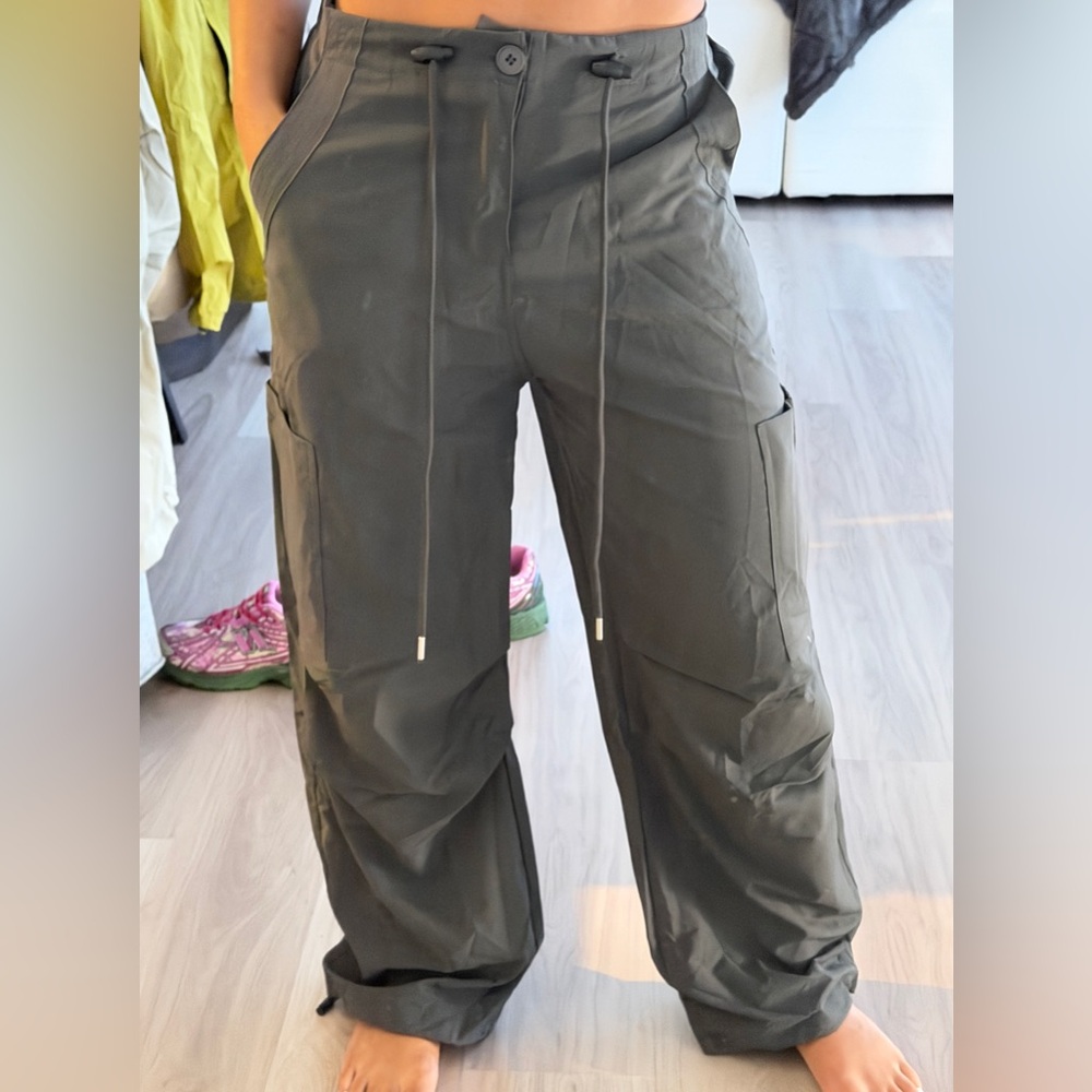 Dark Grey Cargo Drawstring Pants